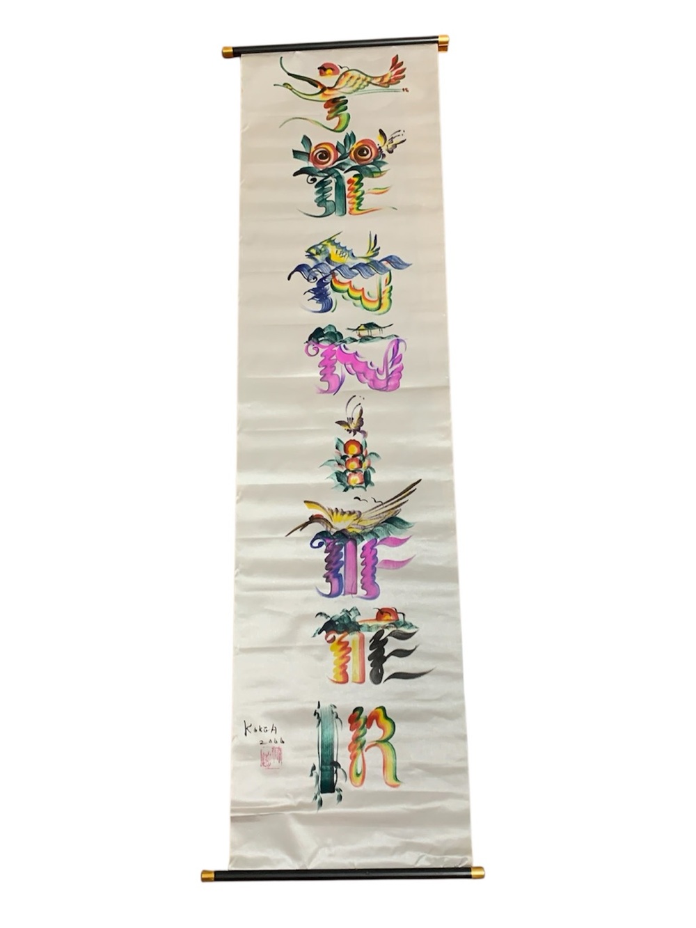 Calligraphy Tapestry Wall Hanging in Multicolor